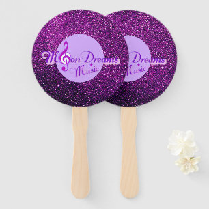 MoonDreams Music Purple Faux Glitter Hand Fan