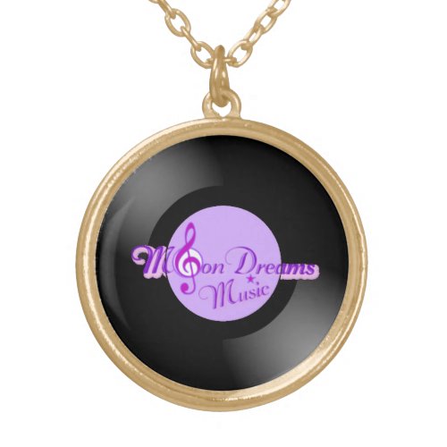 MoonDreams Music Record Med Gold Round Necklace