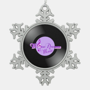 MoonDreams Music Record Pewter Snowflake Ornament