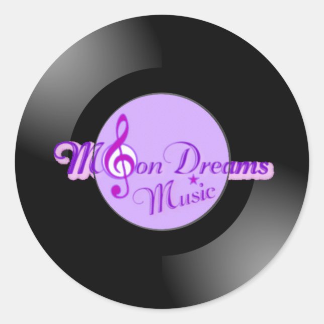 MoonDreams Music Record Small Round Stickers (Front)