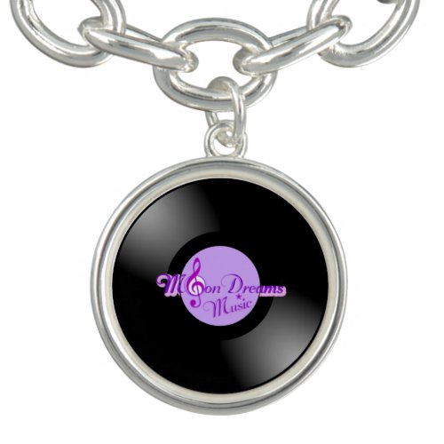 MoonDreams Music Round Record Silver CharmBracelet Bracelet