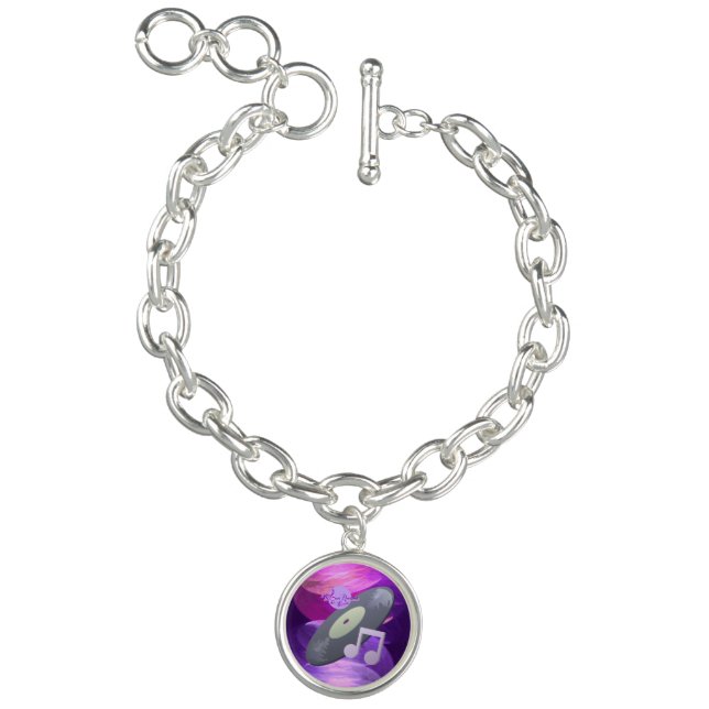 MoonDreams RetroRecord Silver Round Charm Bracelet (Product)