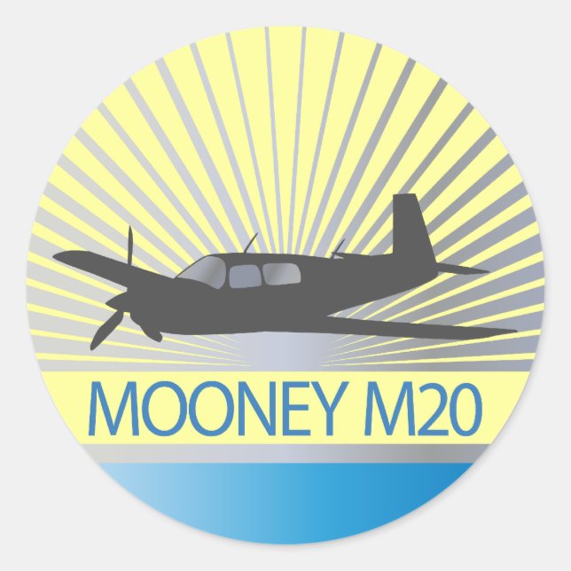 Mooney M20 Aviation Classic Round Sticker (Front)