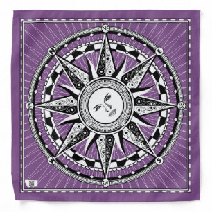 Moonface Compass Rose Bandana - Purple shown