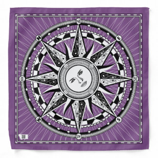 Moonface Compass Rose Bandana - Purple shown