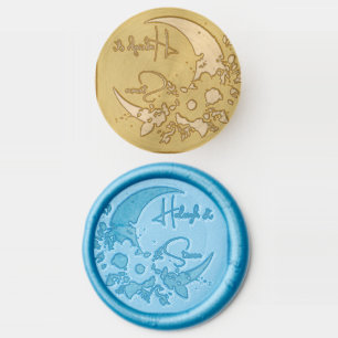 Moonflower Bride & Groom Solid Brass Wax Stamper