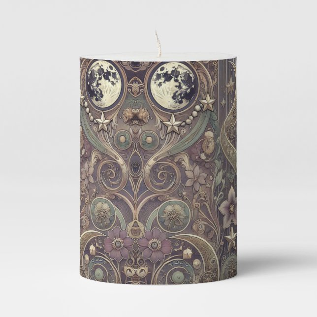 Moonflower Pillar Candle (Front)