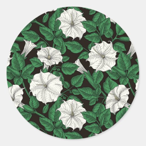 Moonflowers 2 classic round sticker