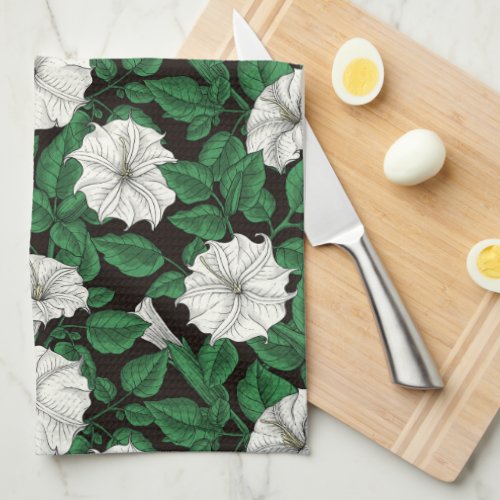 Moonflowers 2 kitchen towel