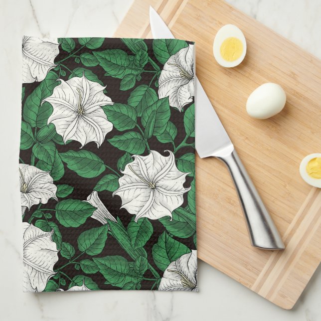 Moonflowers 2 kitchen towel (Quarter Fold)
