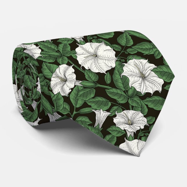 Moonflowers 2 neck tie (Rolled)