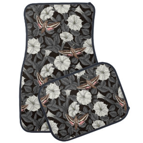 Moonflowers and sphinx moths 2 car floor mat