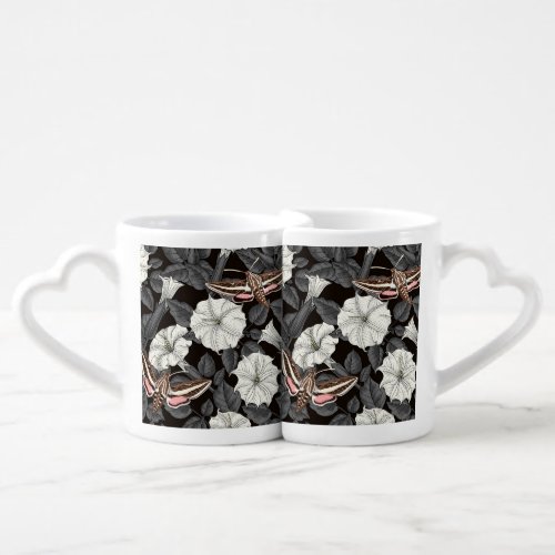 Moonflowers and sphinx moths 2 coffee mug set