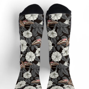 Moonflowers and sphinx moths 2 socks