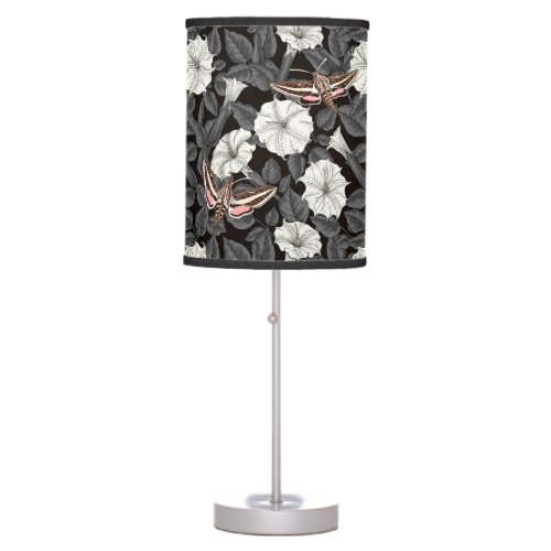 Moonflowers and sphinx moths 2 table lamp