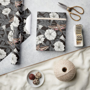 Moonflowers and sphinx moths 2 wrapping paper