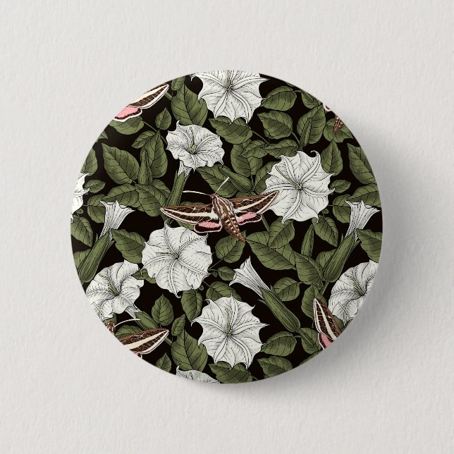 Moonflowers and sphinx moths button (Front)