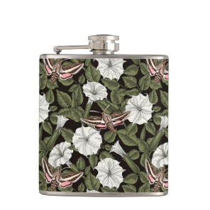 Moonflowers and sphinx moths flask