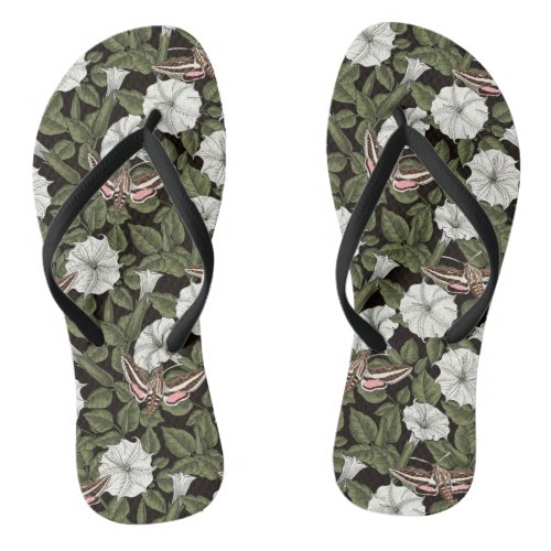 Moonflowers and sphinx moths flip flops