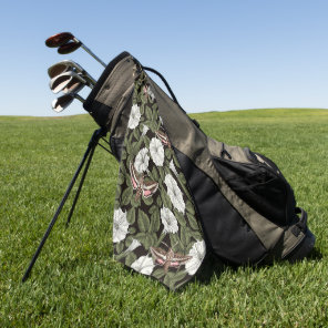 Moonflowers and sphinx moths golf towel