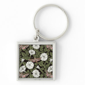 Moonflowers and sphinx moths keychain