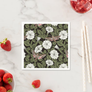 Moonflowers and sphinx moths napkins
