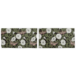 Moonflowers and sphinx moths pillow case