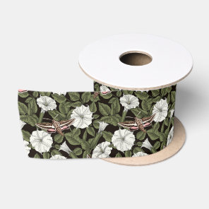 Moonflowers and sphinx moths satin ribbon