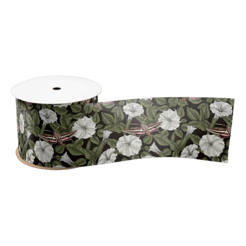 Moonflowers and sphinx moths satin ribbon