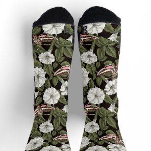 Moonflowers and sphinx moths socks