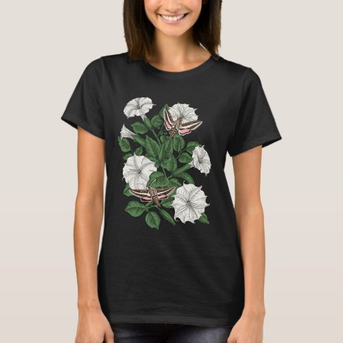 Moonflowers and sphinx moths T_Shirt
