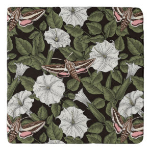 Moonflowers and sphinx moths trivet