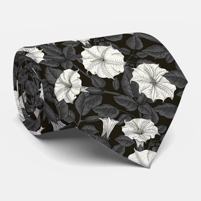 Moonflowers Neck Tie (Rolled)