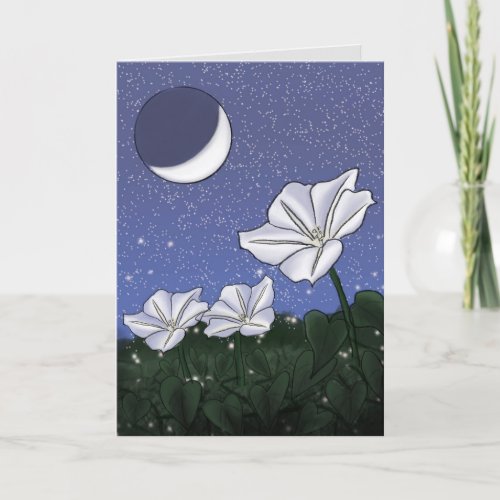 Moonflowers Night Sky Blank Greeting Card