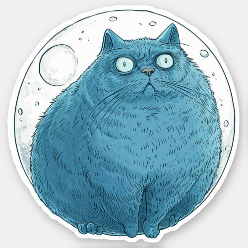 Moongazers Surprise Intricate Gekiga Blue Cat Sticker