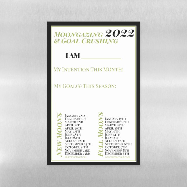 Moongazing & Goalcrushing 2022 Dry Erase Magnet  Magnetic Dry Erase Sheet (Vertical)