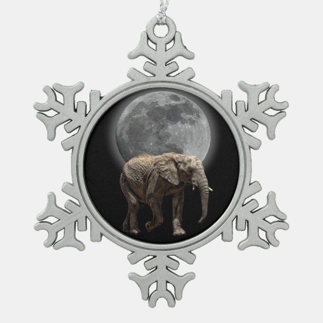 MOONGLOW ELEPHANT SNOWFLAKE PEWTER CHRISTMAS ORNAMENT (Front)