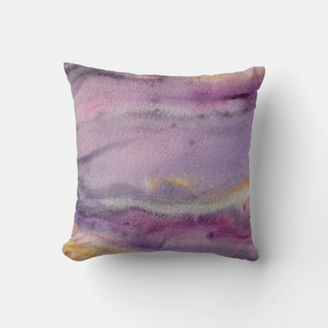 Moonglow Gold Abstract Painting Throw Pillow (Front)