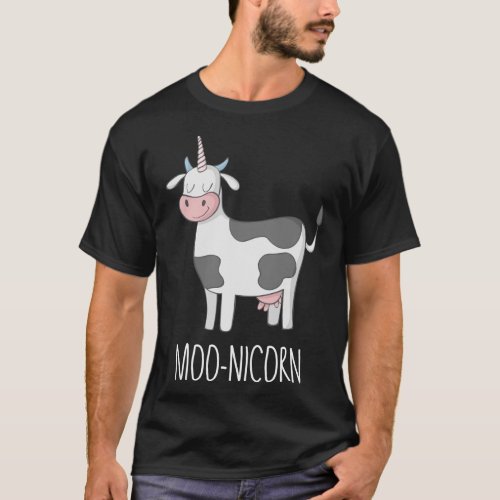 Moonicorn Funny Cow Unicorn for Kids and Adults T_Shirt