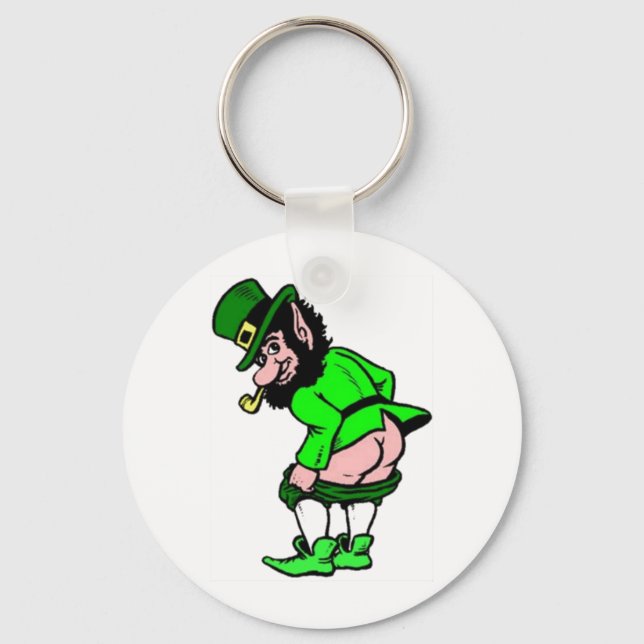 Mooning Leprechaun Keychain (Front)