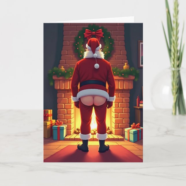 Mooning Santa Christmas Card (Front)