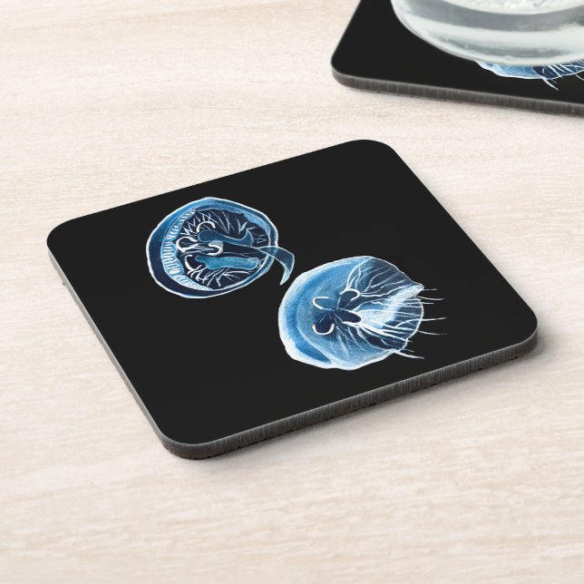MoonJellyfish watercolor art Beverage Coaster (Left Side)