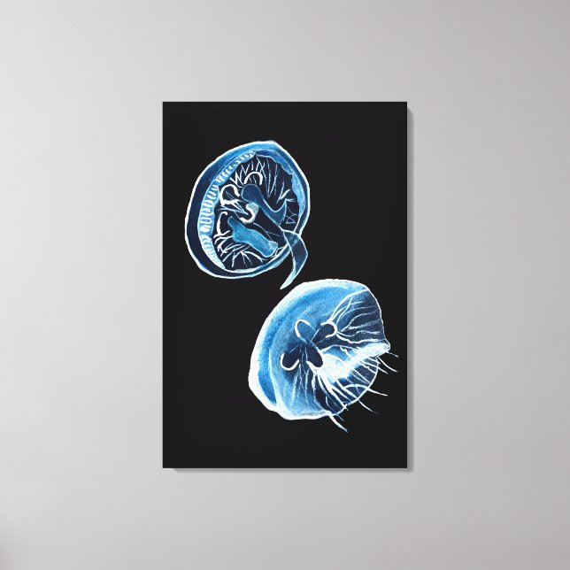 MoonJellyfish watercolor art Canvas Print (Front)