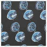 MoonJellyfish watercolor art Fabric