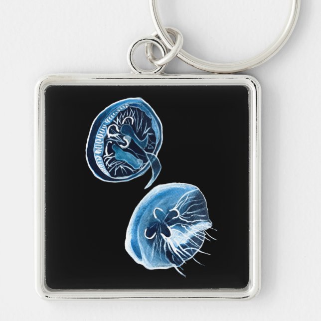 MoonJellyfish watercolor art Keychain (Front)