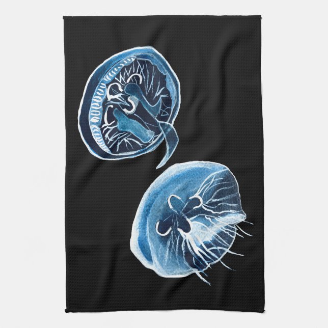 MoonJellyfish watercolor art Kitchen Towel (Vertical)