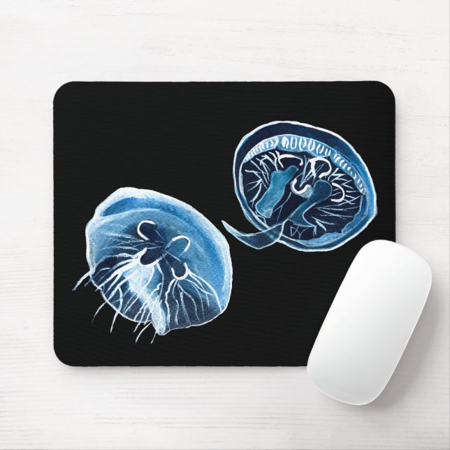 MoonJellyfish watercolor art Mouse Pad (With Mouse)