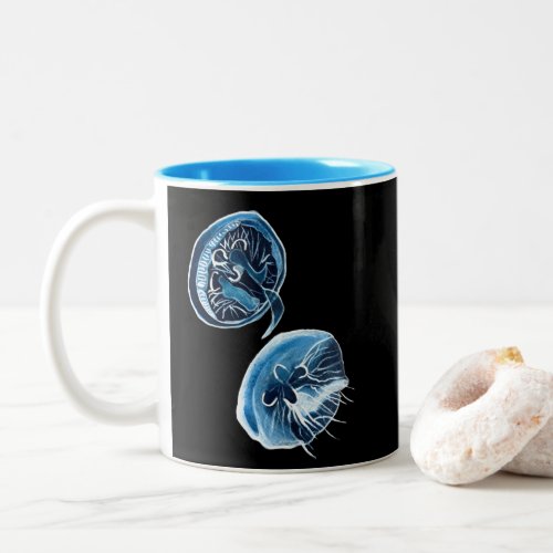 MoonJellyfish watercolor art Two_Tone Coffee Mug