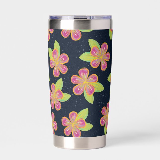 Moonkissed Petals - Tropical Brushstroke Florals Insulated Tumbler (Front)