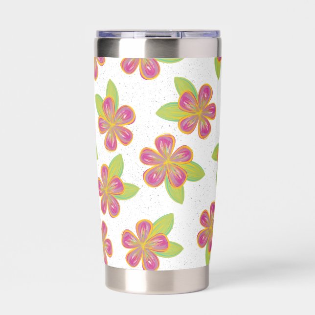 Moonkissed Petals - Tropical Brushstroke Florals Insulated Tumbler (Front)